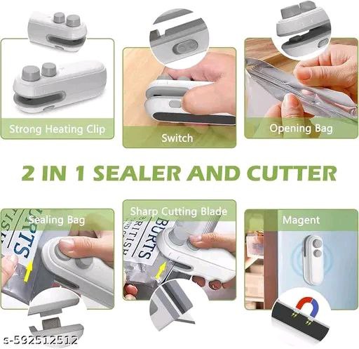 2-in-1 Mini Sealer & Cutter | Portable USB Rechargeable Heat Sealer for Food Storage Bags | Snack Bag Resealer