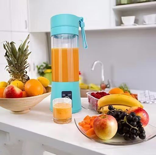 Portable Rechargeable Juicer Blender | USB Mixer Bottle with 6 Blades | Travel Smoothie Maker | Power Bank Function | 380ml