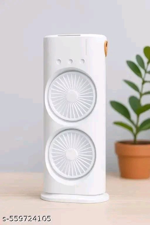 Double-Ended Portable Spray Fan | Dual Mist & Dual Fan with Remote | USB Rechargeable Mini AC Cooler for Home, Kitchen & Travel