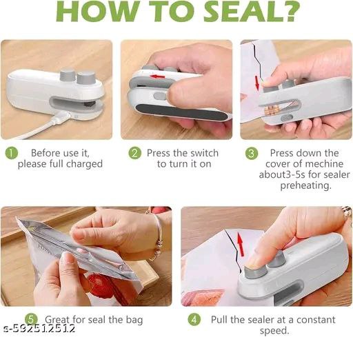 2-in-1 Mini Sealer & Cutter | Portable USB Rechargeable Heat Sealer for Food Storage Bags | Snack Bag Resealer