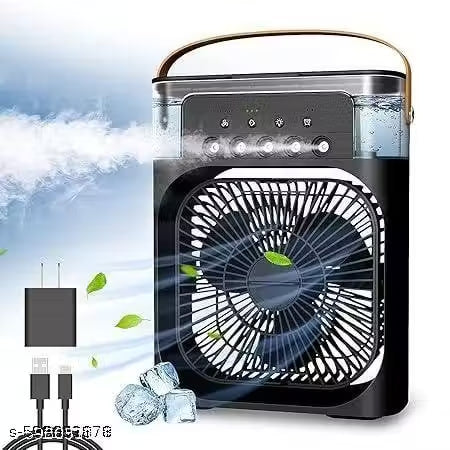 Portable Air Cooler Fan with Humidifier | 600ml Water Tank, 5 Spray Modes, 7-Color LED Light, USB Rechargeable Mini AC Fan