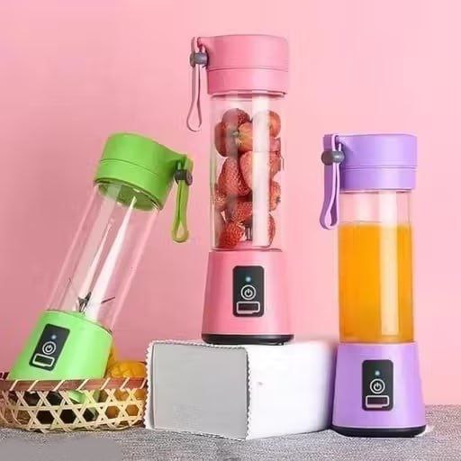 Portable Rechargeable Juicer Blender | USB Mixer Bottle with 6 Blades | Travel Smoothie Maker | Power Bank Function | 380ml