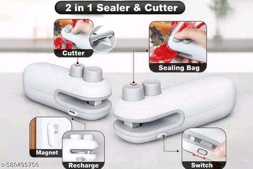 2-in-1 Mini Sealer & Cutter | Portable USB Rechargeable Heat Sealer for Food Storage Bags | Snack Bag Resealer