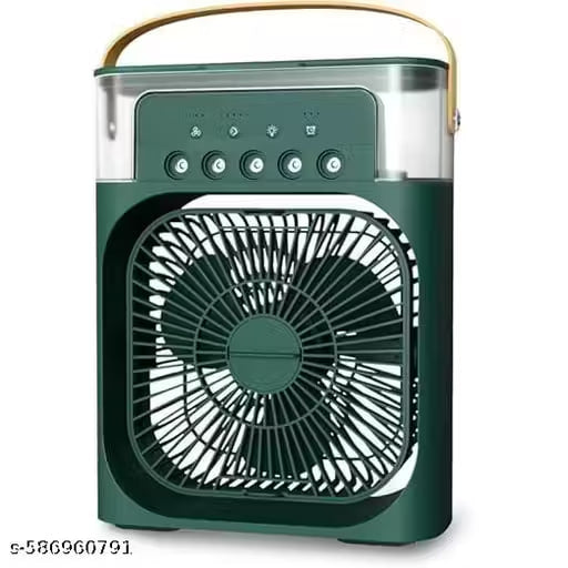Portable Air Cooler Fan with Humidifier | 600ml Water Tank, 5 Spray Modes, 7-Color LED Light, USB Rechargeable Mini AC Fan