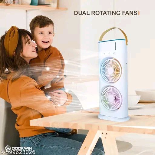 Double-Ended Portable Spray Fan | Dual Mist & Dual Fan with Remote | USB Rechargeable Mini AC Cooler for Home, Kitchen & Travel